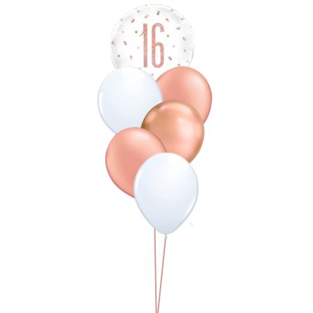 16 Rose Gold Helium 6 Balloon Bouquet I 16th Helium Balloons for Collection Ruislip