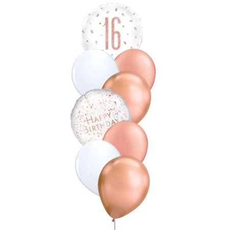 16 Rose Gold Helium 8 Balloon Bouquet I 16th Helium Balloons for Collection Ruislip