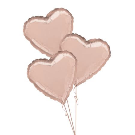 Trio of Rose Gold Heart Balloons I Helium Inflated for Collection Ruislip I My Dream Party Shop