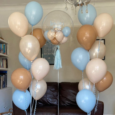 Personalised Baby Shower Bubble Balloon and Matching Helium Balloon Bouquets I My Dream Party Shop Ruislip