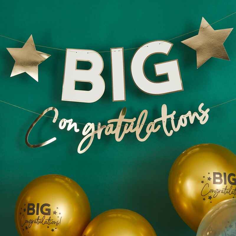 Gold Big Congratulations Garland I Engagement Decorations I My Dream Party Shop UK