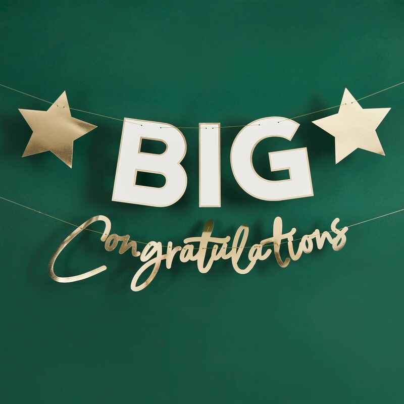 White and Gold Big Congratulations Garland I Graduation Decorations I My Dream Party Shop UK