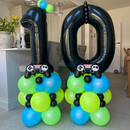 Number 10 Black Gamer Balloon Columns I Children's Balloons Ruislip I My Dream Party Shop