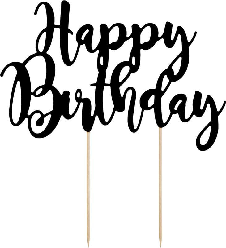 Black Happy Birthday Cake Topper I Black Party Supplies I My Dream Party Shop UK