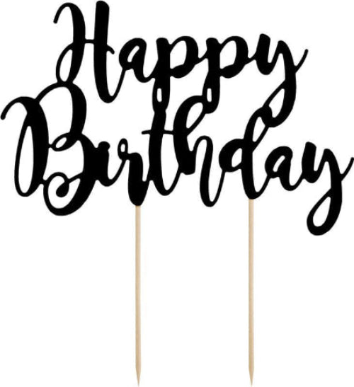 Black Happy Birthday Cake Topper I Black Party Supplies I My Dream Party Shop UK