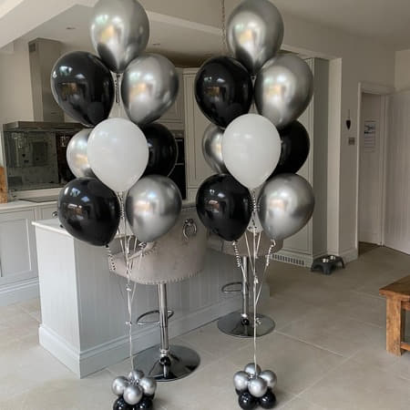 Black, White and Silver Formal Helium Balloon Bouquets I Balloons for Business Ruislip I My Dream Party Shop