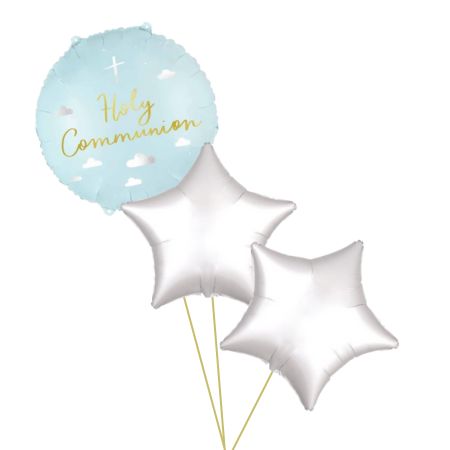 Blue Holy Communion and White Star Bouquet I Helium Balloons Ruislip I My Dream Party Shop