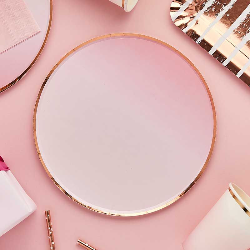 Pink and Rose Gold Plates Hootyballoo I Rose Gold Party Supplies I My Dream Party Shop UK