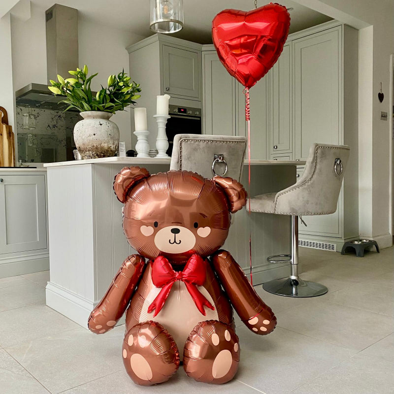 Teddy Bear Balloon and Red Helium Heart Balloon I Valentine's Day Balloons Ruislip
