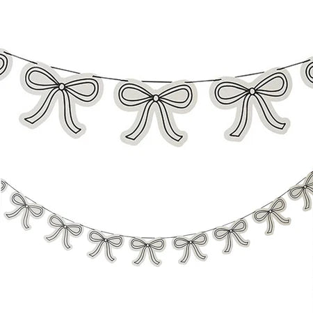 Cream and Black Bow Garland I Bow Party Supplies I My Dream Party Shop UK