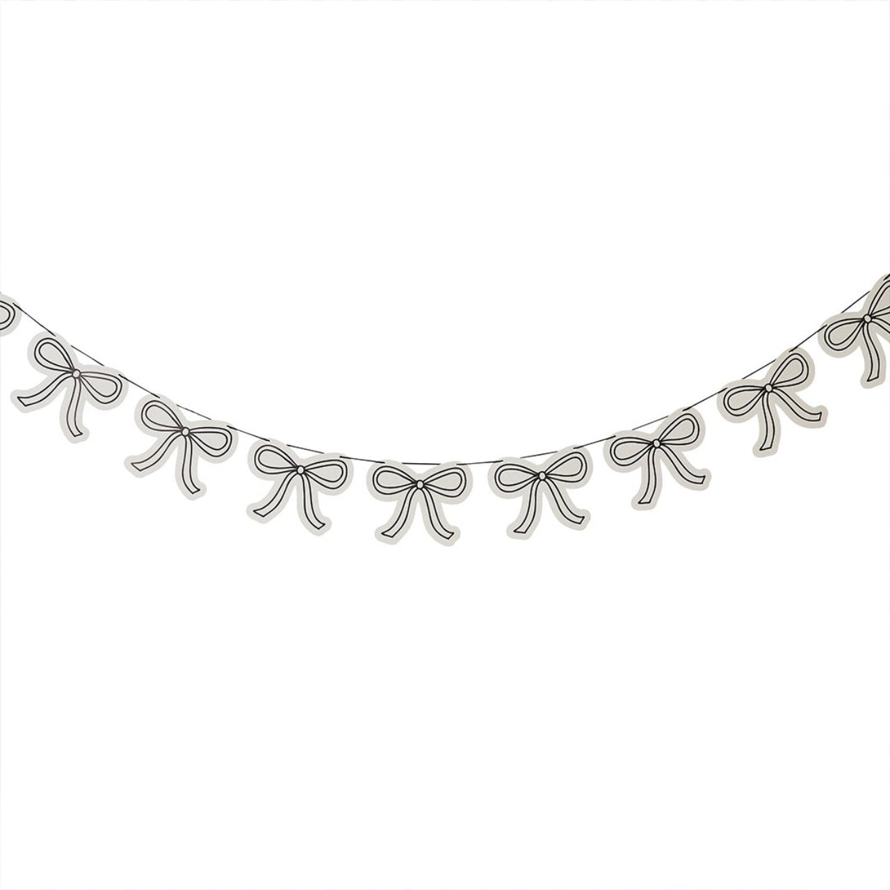 Cream and Black Bow Garland I Bow Party Supplies I My Dream Party Shop UK