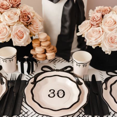 Small Cream and Black 30th Birthday Plates I 30th Birthday Party Supplies I My Dream Party Shop UK