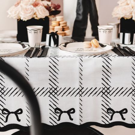 Black and White Bow Table Cover I Black and White Party Supplies I My Dream Party Shop UK