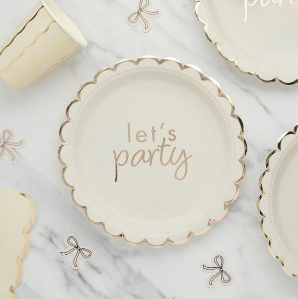 Cream and Gold Let's Party Plates I Modern Party Plates I My Dream Party Shop UK