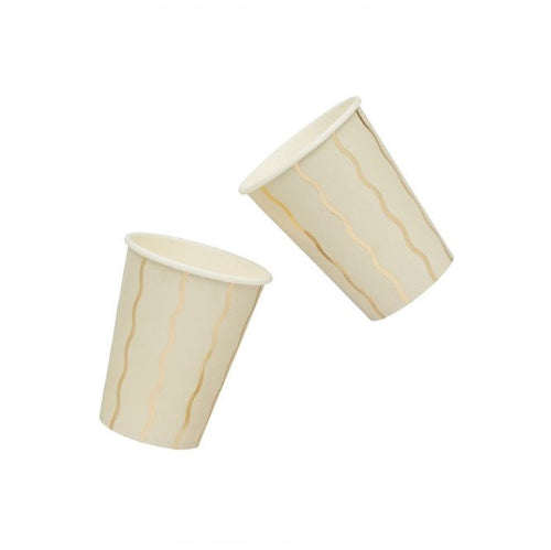 Cream and Gold Wavy Line Cups I Cream and Gold Party Supplies I My Dream Party Shop UK