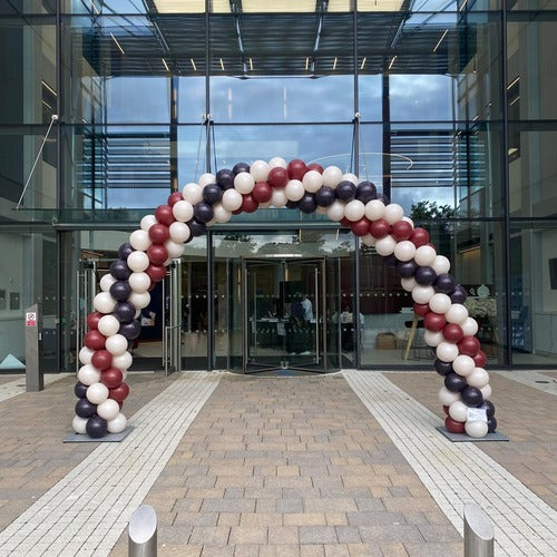 Giant Traditional Spiral Balloon Arch Outside a Business Exhibition I My Dream Party Shop Ruislip