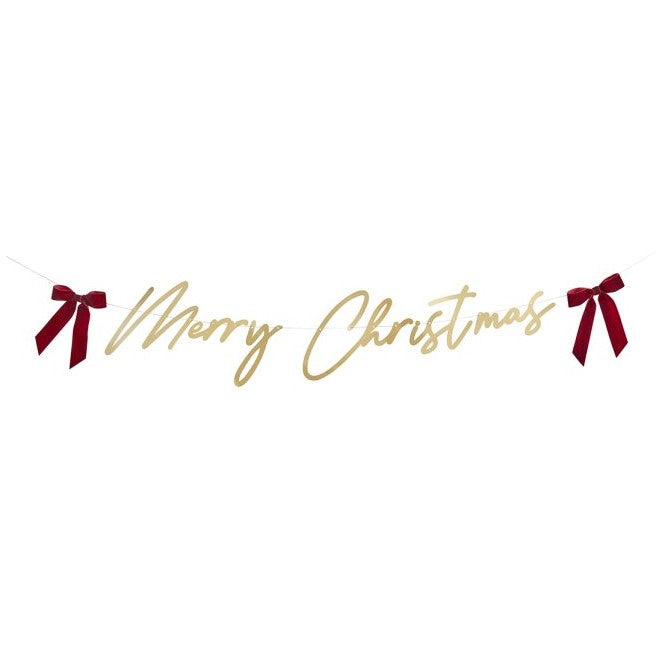 Merry Christmas Garland With Velvet Red Bows I Christmas Decorations I My Dream Party Shop