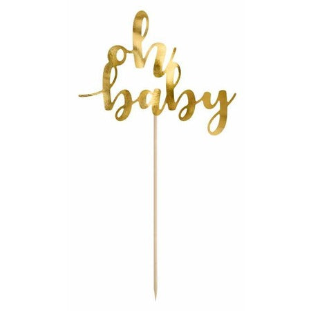 Gold Oh Baby Cake Topper I Baby Shower Supplies I My Dream Party Shop UK