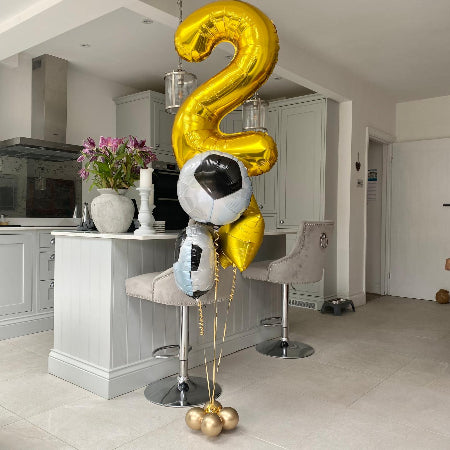 Helium Football and Number Balloon Bouquet I My Dream Party Shop Ruislip
