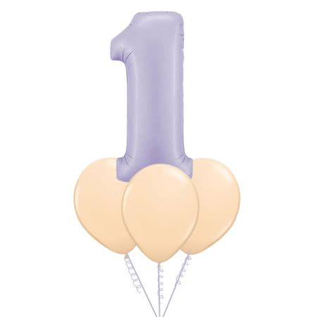 Helium Inflated Lilac Number Balloon with 3 Latex Underneath I My Dream Party Shop Ruislip