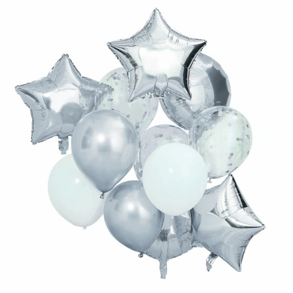 Metallic Silver Balloon Bundle I Silver Party Decorations I My Dream Party Shop UK