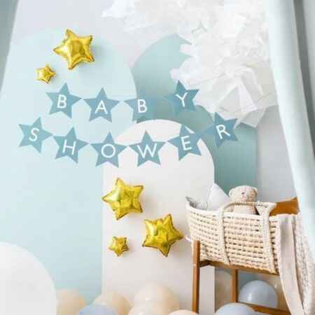 Pastel Blue Baby Shower Star Garland I Baby Shower Decorations I My Dream Party Shop UK