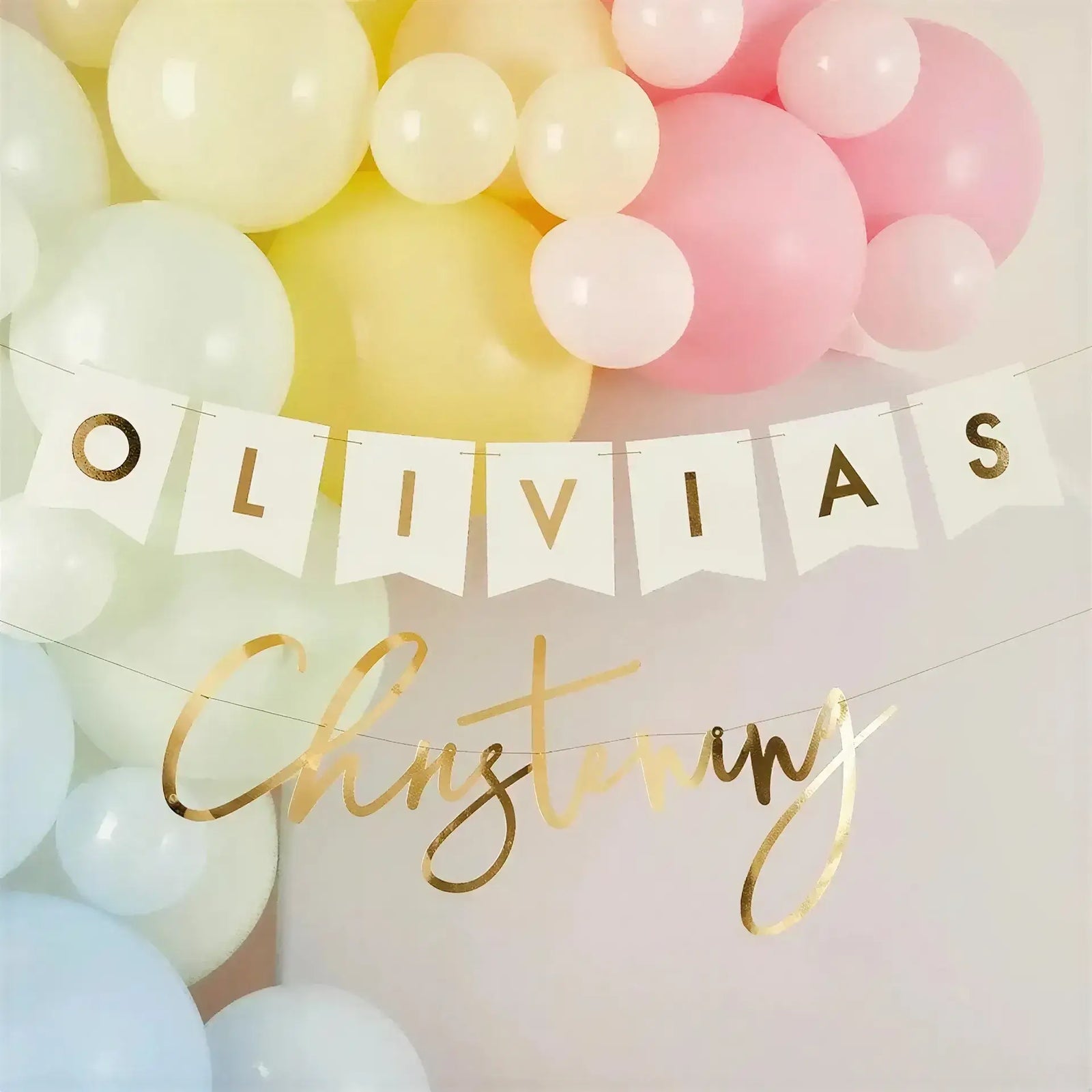 Personalisable Gold Christening Banner I Christening Party Supplies I My Dream Party Shop UK