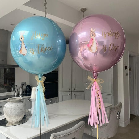 Pink or Blue Peter Rabbit Orbz Balloons I Helium 1st Birthday Balloons I My Dream Party Shop Ruislip