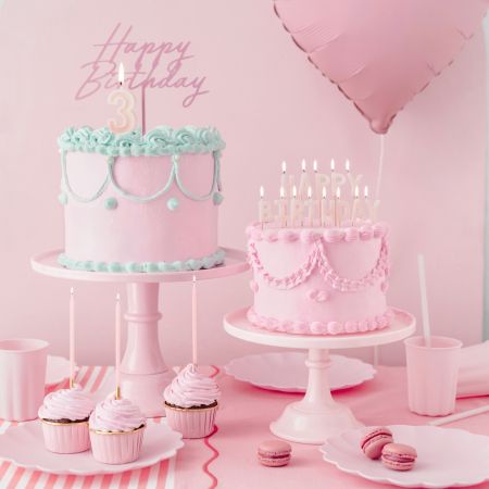 Pink Happy Birthday Cake Topper I Pink Party Supplies I My Dream Party Shop UK