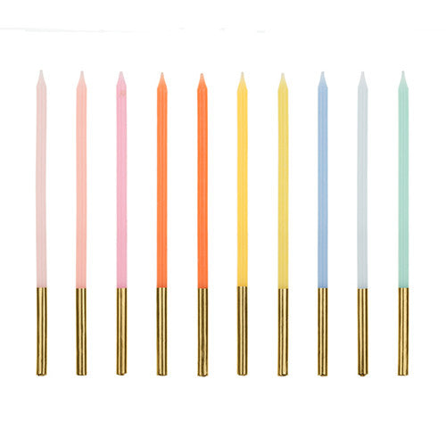 Rainbow Gold Tip Candles I Rainbow Party Supplies I My Dream Party Shop UK