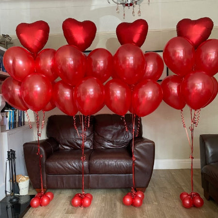 6 Latex and 1 Foil Heart Helium Bouquets I My Dream Party Shop Ruislip
