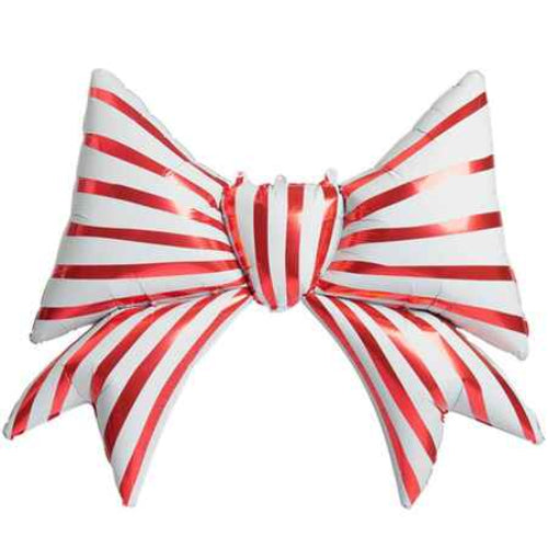 Red and White Striped Foil Bow Balloon I Christmas Party Balloons I My Dream Party Shop UK