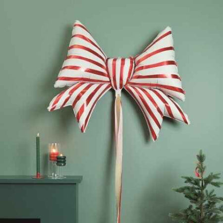 Giant Red and White Striped Bow Balloon I Christmas Party Balloons I My Dream Party Shop
