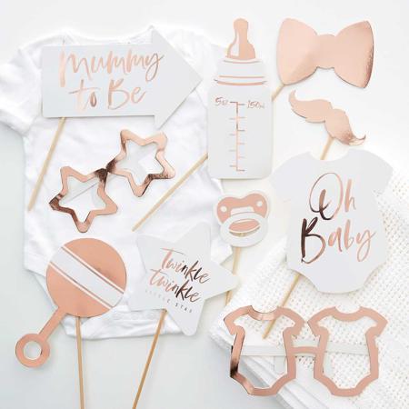 Rose Gold Baby Shower Photo Props I Baby Shower Party Supplies I My Dream Party Shop UK