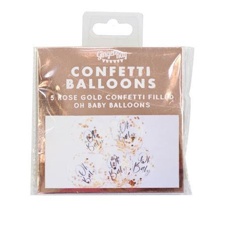 Rose Gold Oh Baby Confetti Balloons I Baby Shower Decorations I My Dream Party Shop UK