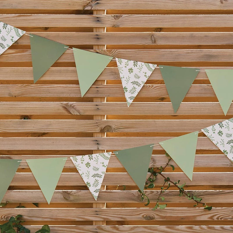 Botanical Sage Green Flag Bunting I Botanical Party Decorations I My Dream Party Shop UK