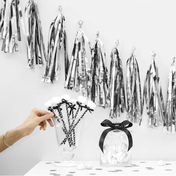 Silver Foil Tassel Garland I Silver Party Decorations I My Dream Party Shop UK