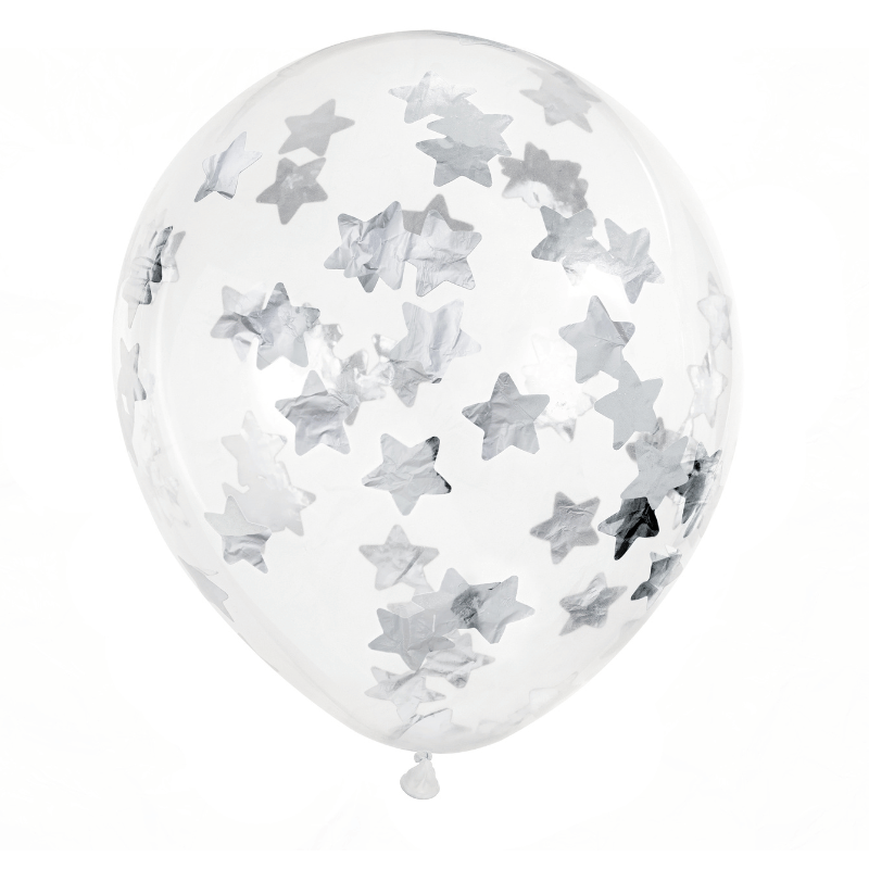 Silver Star Confetti Balloons I Modern Silver Party Decorations I My Dream Party Shop UK