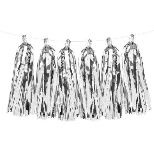 Silver Foil Tassel Garland I Silver Party Decorations I My Dream Party Shop UK
