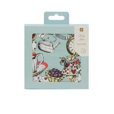 Small Blue Alice in Wonderland Party Napkins I Alice Party Supplies I My Dream Party Shop