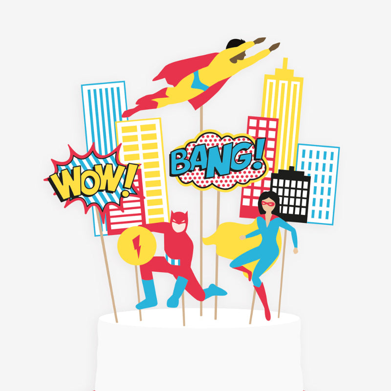 Super Hero Cake Toppers I Superhero Party Decorations and Balloons I My Dream Party Shop UK