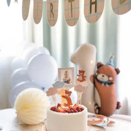 Teddy Bear First Birthday Cake Toppers I First Birthday Party Supplies I My Dream Party Shop UK