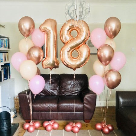 Two Inflated Helium Numbers and Two Matching Bouquets I Balloon Package for Collection Ruislip I My Dream Party Shop