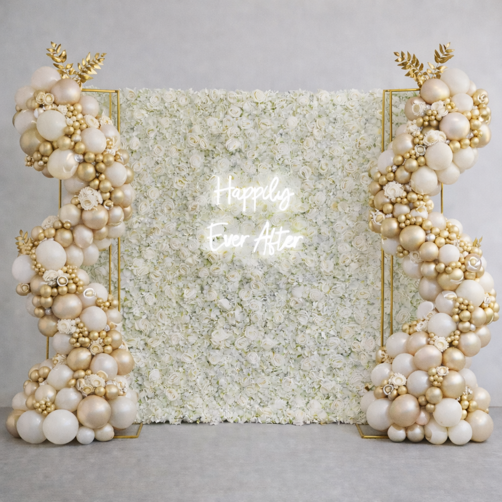 Happily Ever After Flower Wall I Wedding Balloons Ruislip I My Dream Party Shop