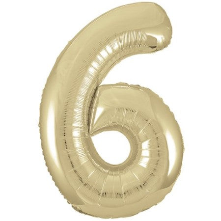 Giant White Gold Six Foil Number Balloon 34 inches I Number Balloons I My Dream Party Shop UK