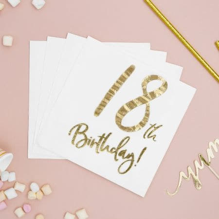 18th Birthday Napkins I Modern 18th Birthday Party Decorations I My Dream Party Shop UK