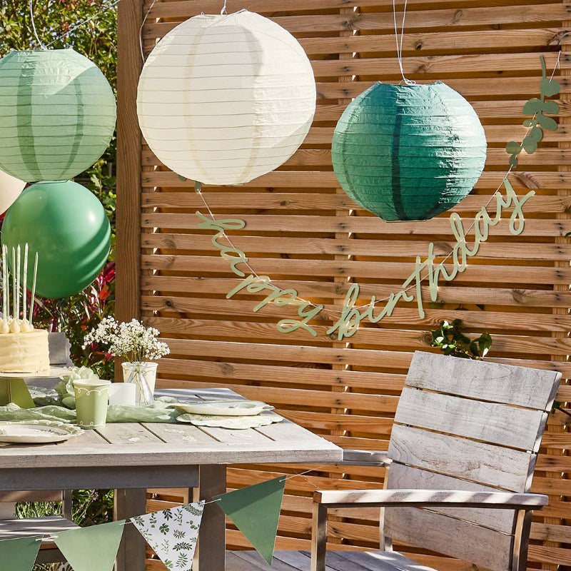 Sage Green Happy Birthday Garland I Botanical Party Supplies I My Dream Party Shop UK