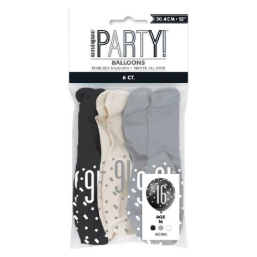 Black Glitz 16 Latex Balloons I Sixteenth Birthday Party Supplies I My Dream Party Shop
