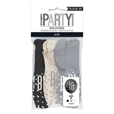 Black Glitz 18 Latex Balloons I 18th Birthday Party Supplies I My Dream Party Shop