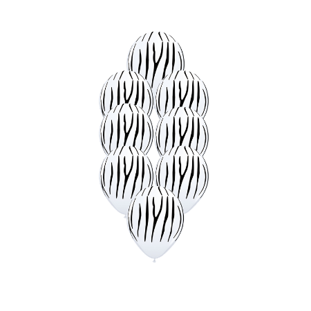 Black and White Latex Zebra Print Helium Balloons I My Dream Party Shop